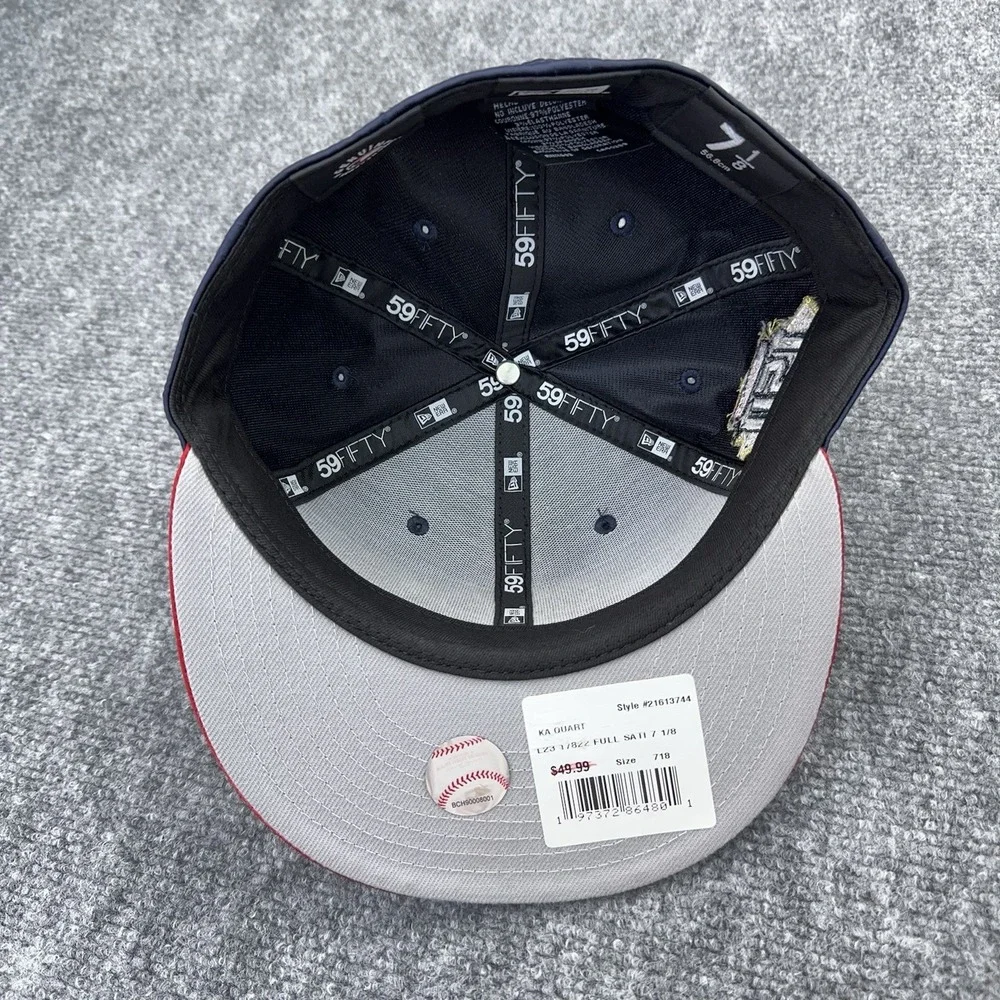 Atlanta Braves New Era Hat 150th Anniversary 59FIFTY Fitted 7 1/8 Blue Satin Cap